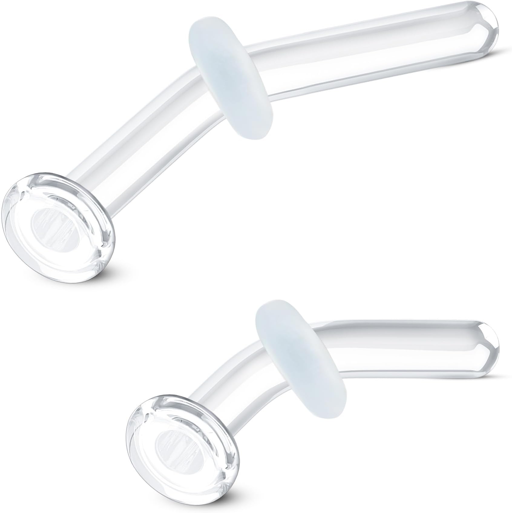 2pcs 16g Pyrex Glass Cartilage Piercing Retainer 3/8" Helix Curved Retainer 16 Gauge Conch Retainer Tragus Piercing Retainer