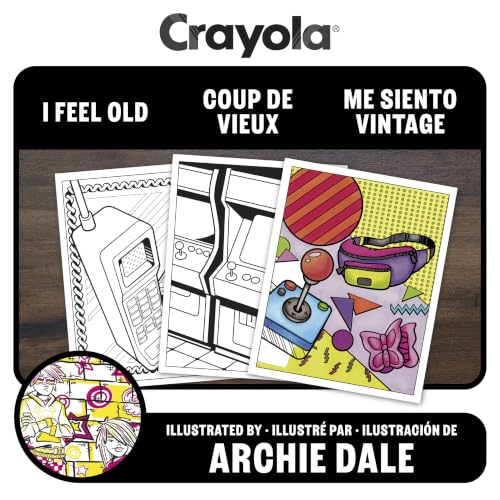 Crayola I Feel Old Adult Coloring Book, 32pg Nostalgic 90s & 00s Designs, Alcohol Marker Friendly Paper, Mindful ScreenFree Activity for Adults, Millenial Gifts - image 4