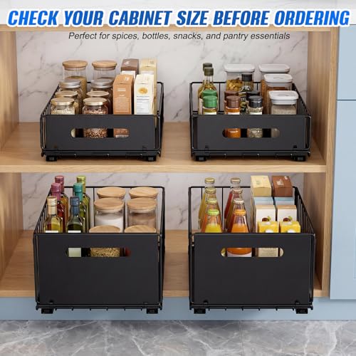 ZAVKLO Pull Out Cabinet Organizer, No Drill Slide Out Drawer 2 Pack Black by ZAVKLO - Used condition - Image 8