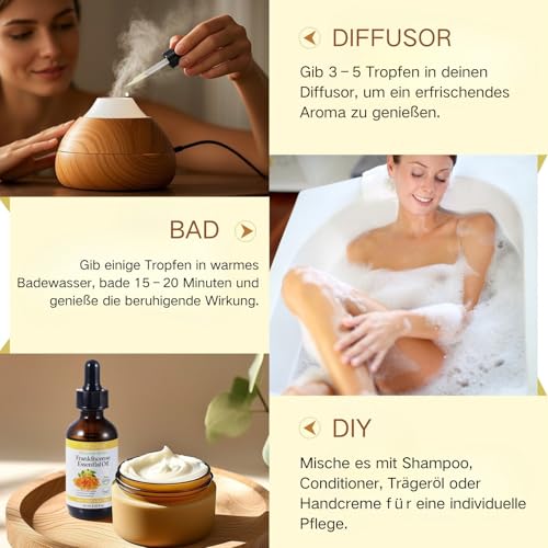 Weihrauchöl Bio für Haut - Frankincense Oil - Ätherische Öle Naturrein - Reines Weihrauch Öl - Frankincense Essential Oil Organic - Duftöl für Hautpflege, Aromatherapie, Haarpflege, Massage, Bad, 60ml