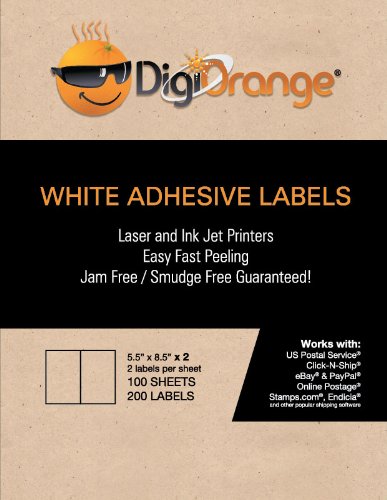 DigiOrange® 600 Shipping Labels White Blank Half Page Self Adhesive for Laser Inkjet Printer
