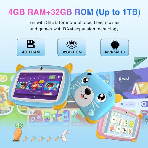 Image of DOOGEE U7 Tablet, 7 inch Android Tablet, 4+32GB ROM Pad,3400mAh Battery, Parental Control, Dual Camera, Shockproof Case, Educational, Games Bluetooth /WiFi (Pink)