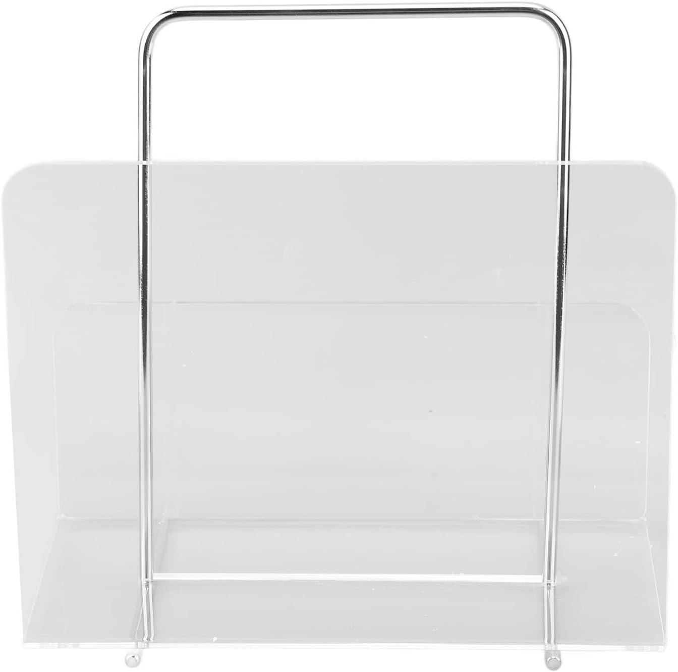 Acrylic Magazine Rack with Metal Handle Crystal Clear Desktop Organizer for Office Reception Waiting Room Storage
