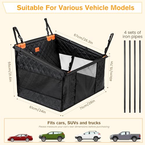 pecute Extra Stabiler Hunde Autositz, Verstärkter Hundesitz Auto für Mittlere und Großer Hunde, Wasserdichter Rutschfester Haustierautositz Kratzfester mit 4 Befestigungsgurten - Schwarz