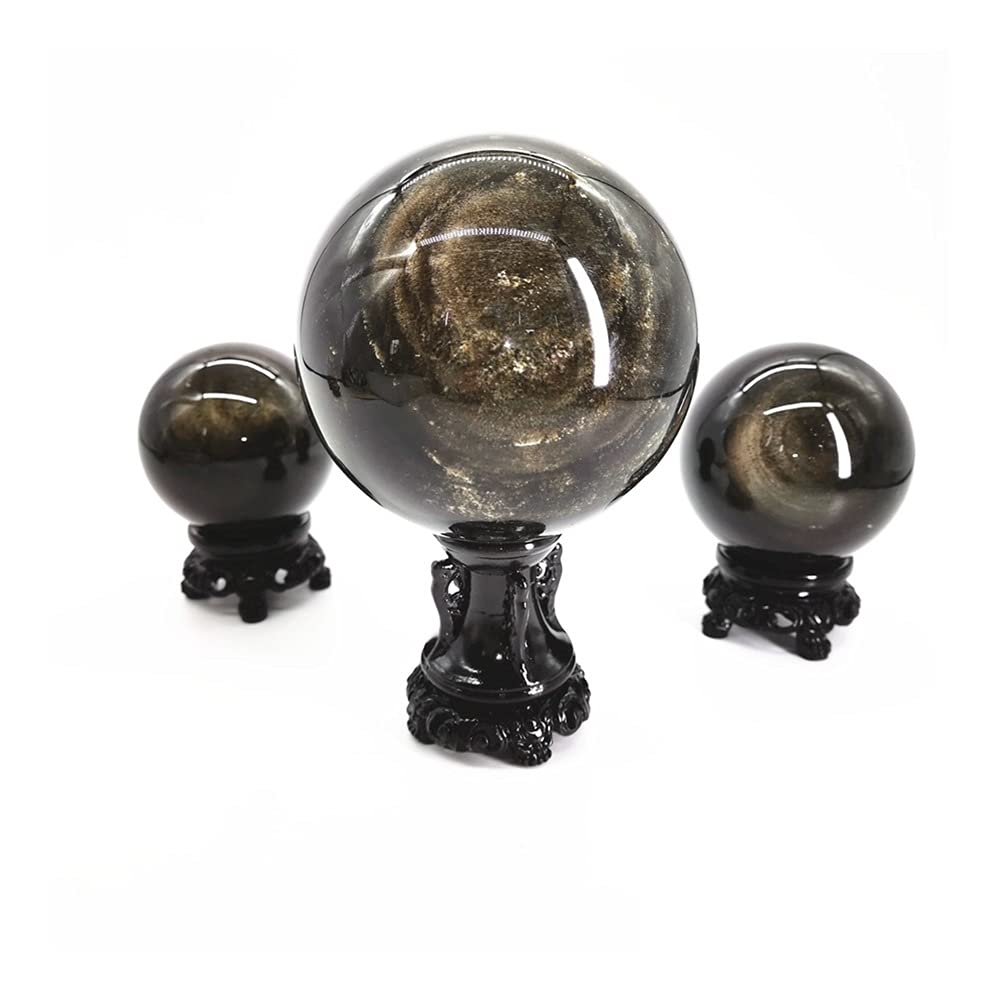 COKYIS Cristal Natural en Bruto Artesanías de Piedra Bolas de Ojo de Gato de obsidiana Natural Reiki Feng Shui Bolas de Piedras Preciosas Decorativas