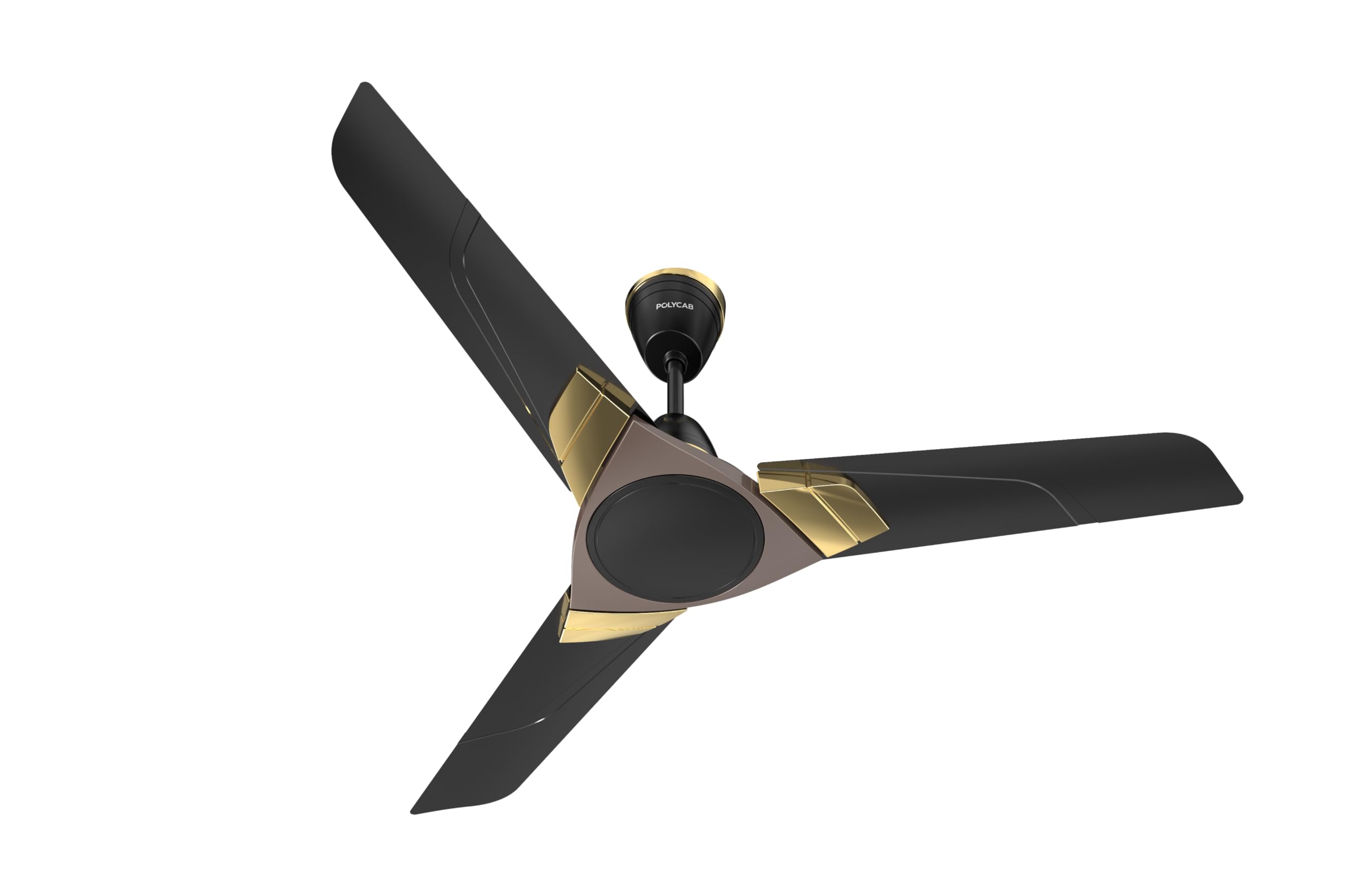 Polycab Aereo Plus Star Rated, 1200mm Ceiling Fan For Home | High Speed & Air Delivery | Saves Up To 33% Electricity, 100% Copper, Rust-Proof Blades, 52 Watt【Matt Black Choclate Gold】