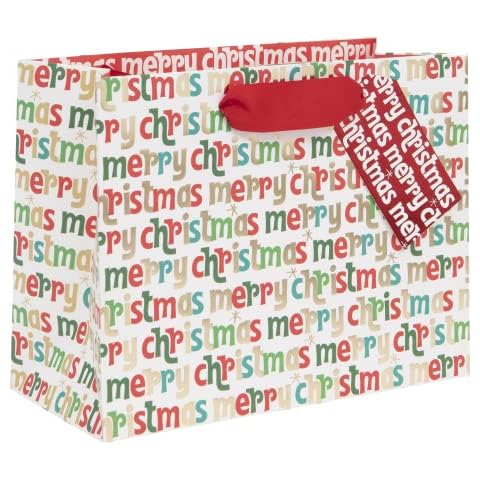Christmas Medium Gift Bag, Gift Bag Medium for Christmas, Christmas Gift Wrapping Bag, Merry Christmas Gift Bag, White Red Green Gold Blue Christmas Gift Bag Cover