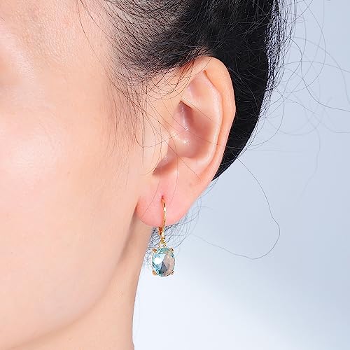 CiNily Cut-Oval Leverback Dangle Earrings for Women Hypoallergenic 14k White/Gold Plated Cubic Zircon Hanging Lever Earrings Lightweight Summer Drop Earrings Wedding Birthday Gifts Jewelry2