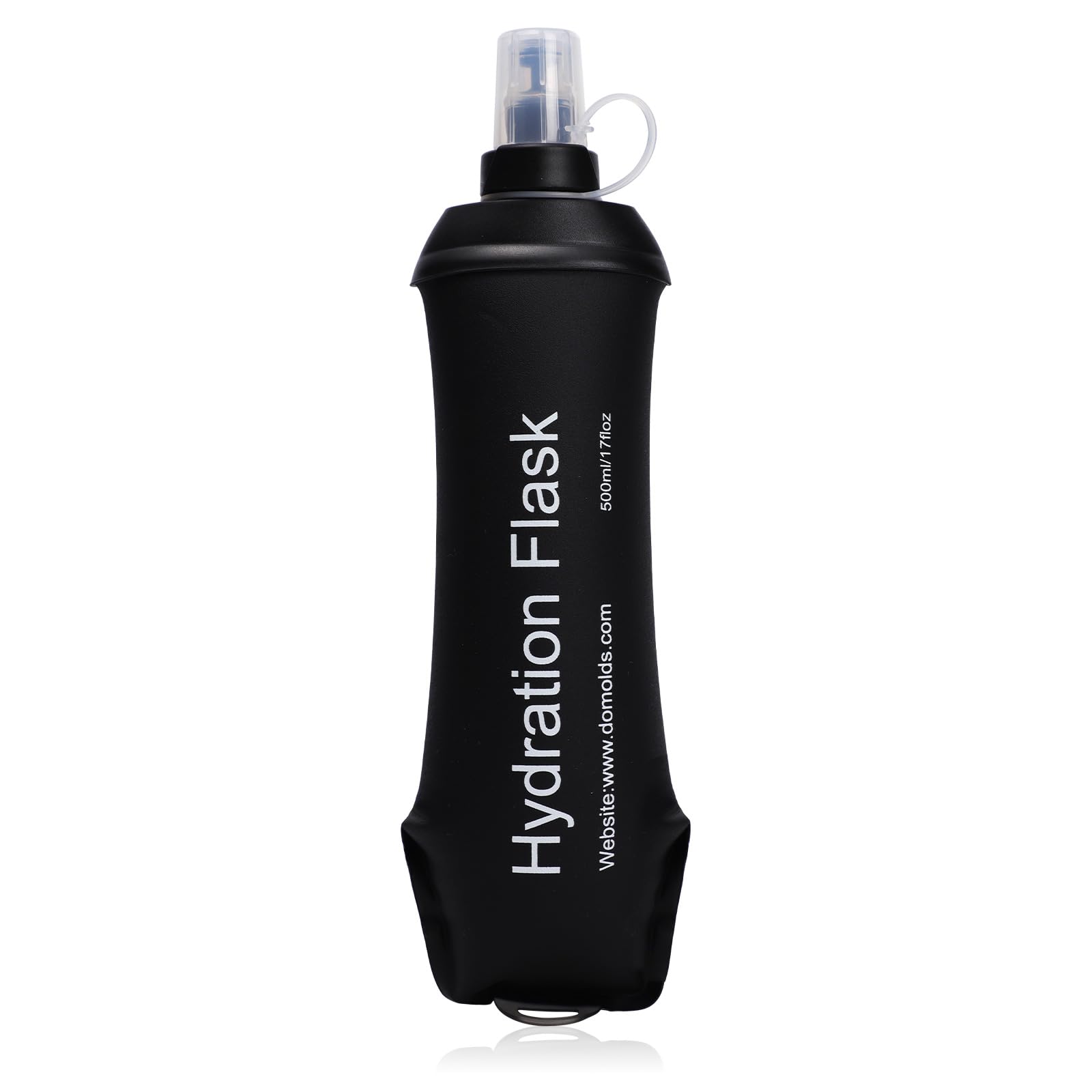 Risipu 500ML Soft Flask Collapsible Running Water Bottle TPU Handheld Folding Hydration Flask for Backpack Hiking Cycling Climbing (Black)