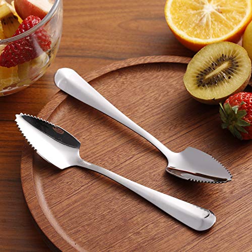 Grapefruit Spoons and Grapefruit Knife, Set of 7 Food Grade Stainless Steel Dessert Spoons Mirror Finish Fruit Knife, Serrated Grapefruit Utensils Tool, Suitable for Citrus Fruits Desserts Salads - Image 4