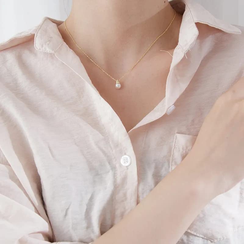 Collier pendentif triangle de perles bijoux argent femmes - 5