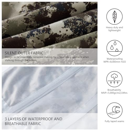 BASSDASH Walker Men’s Waterproof Breathable Hunting Pants with Silent Outer Fabric for Fishing Turkey Upland3