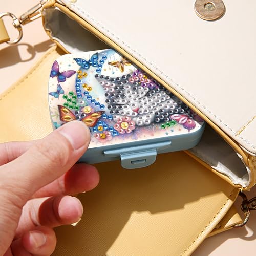 Image of ARTopet Diamond Art Painting Mini Storage Box with 6-Grid Creative Design Compact Portable Small Case for Purse Travel Daily-Cat