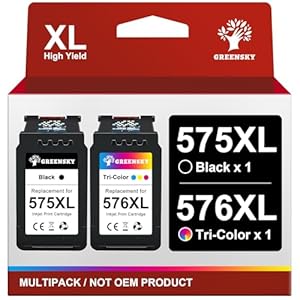 GREENSKY 575XL 576XL Druckerpatronen PG-575XL CL-576XL Kompatible für Canon 575 XL 576 XL Schwarz und Farbe für Canon PIXMA TR4755i TS3750i TR4756i TS3550i TS3551i TS3751i TS3752i TR4750i TR4751i