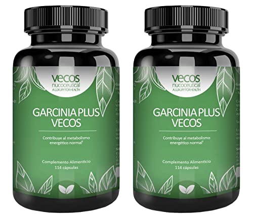 Inhibidor del Apetito y la Ansiedad | Garcinia Plus | Efecto Saciante del Apetito | Enriquecido con Vitamina C y Cromo | Complemento Alimenticio | Pack 2x 114 Cápsulas