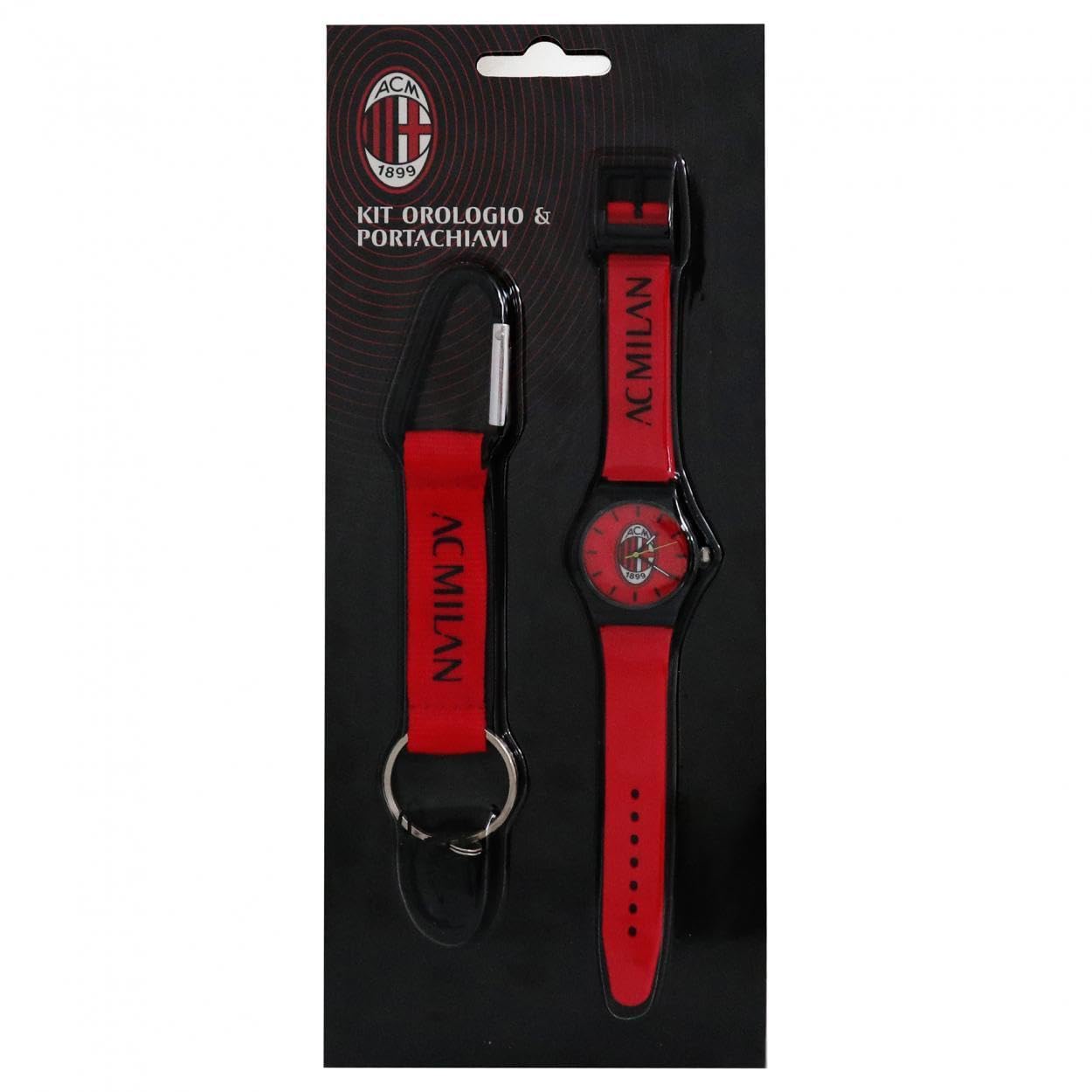 Orologio + Portachiavi Moschettone Milan - Prodotto Ufficiale AC Milan