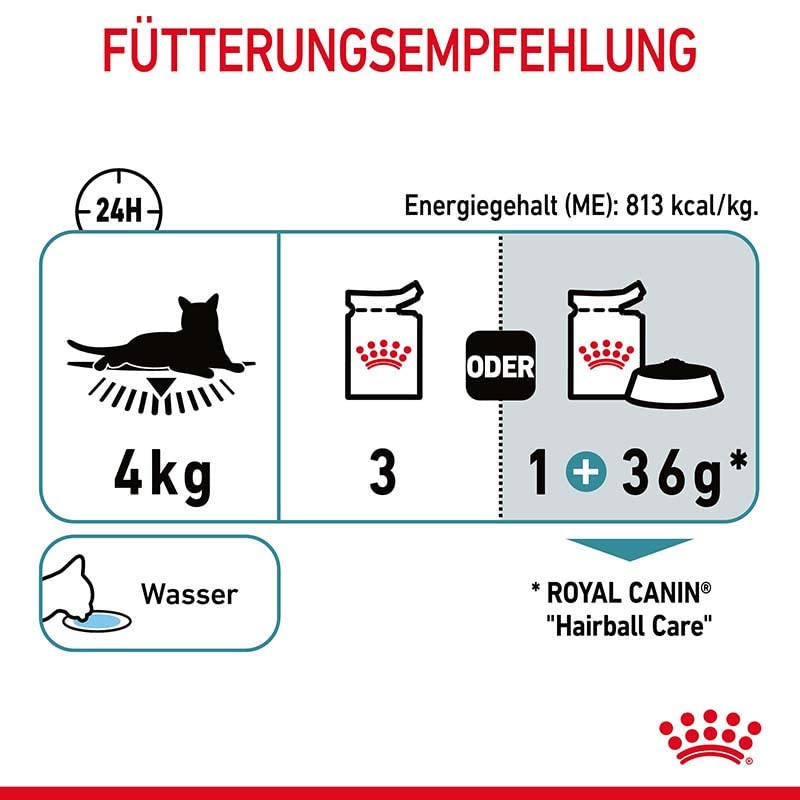 Royal Canin FCN Hairball Care Jelly | 12 x 85 g | Alleinfuttermittel für ausgewachsene Katzen (feine Stückchen in Gelee) | Kann zur Verringerung der Bildung von Haarballen beitragen
