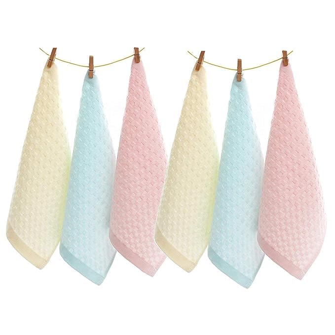 Super Marche Luxe Multi-Colored Cotton Face Towels - Elevate Your Routine with Dual Check Delight's 6-Pack for Plush, Stylish Everyday Luxury.