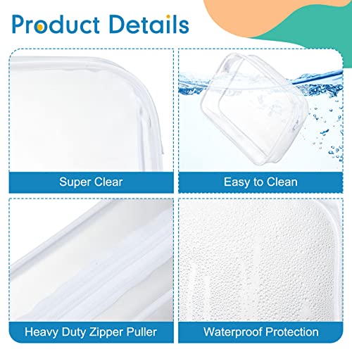 12 Pack Clear Cosmetic Bag Zippered Travel Toiletry Bags Transparent Makeup Pouch Portable PVC Waterproof Organizer 4 Sizes Plastic Carry Pouch for Women Men Travel Home Bathroom, White3