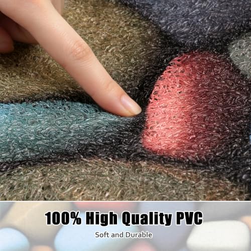 Image of Square Shower Mat Non Slip: 27x27 Inch Shower mats for Inside Shower with Drain Hole in Middle, Super Soft PVC Loofah Massage Shower Floor Mat, Anti Slip Shower Stall Mat, Quick Drying