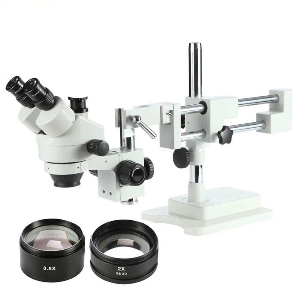 Microscope 3.5X-90X Simul Focal Trinocular Microscope Double Boom Stand 14MP Camera 144pc Ring Light Soldering Stereo Microscopio Set(Set 4)