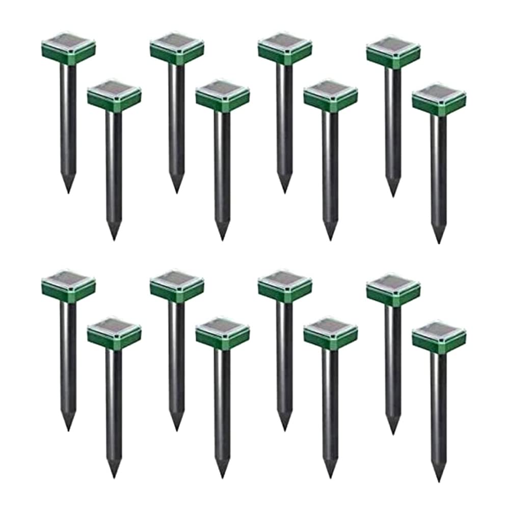 Hndhbfgrt 16 Pcs Outdoor Solar Ultrasonic Vibration Repeller Snake Repeller Mole Electronic Snake Repeller