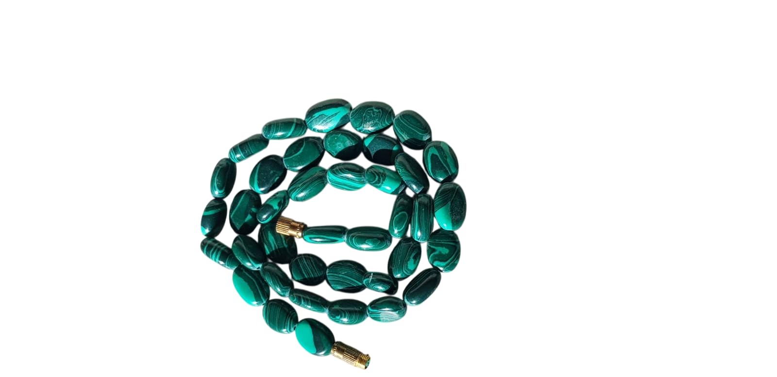 Natural Malachite Stone Mala Beaded Necklace, Green, Natural Gemstone Mala-image-31
