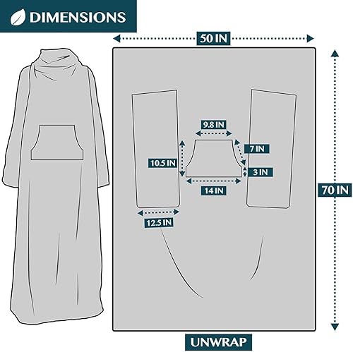 Miniatura 7 de PAVILIA Manta con mangas para adultos, mujeres y hombres, manta suave y cálida de forro polar, manta de regalo