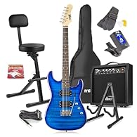 Complete Beginner Guitar Set: Get started right away with this comprehensive electric guitar bundle including a full-size guitar, robust amp, comfortable musician stool and sturdy guitar stand. Powerful 40W Guitar Amplifier: Amp features intuitive co...