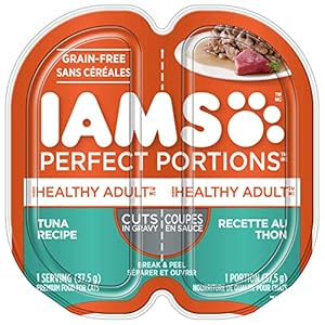 IAMS Perfect Portions Healthy Wet Cat Food Adult Grain Free Cuts in Gravy – Tuna Flavour, 75g Tray (24 Pack)
