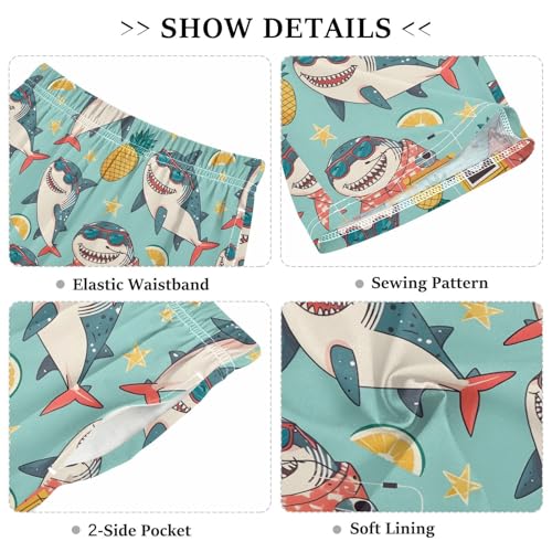 ALAZA Cartoon Shark Pineapple Fruit Pajama Shorts Sleep Shorts Pant Lounge Pajama Bottoms Elastic Waist with Pockets3