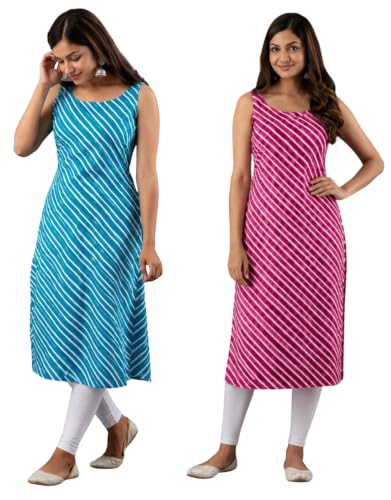 Image of Women's Straight Fit Printed Crepe Kurta, Casual Wear Kurti Combo Design No 9002