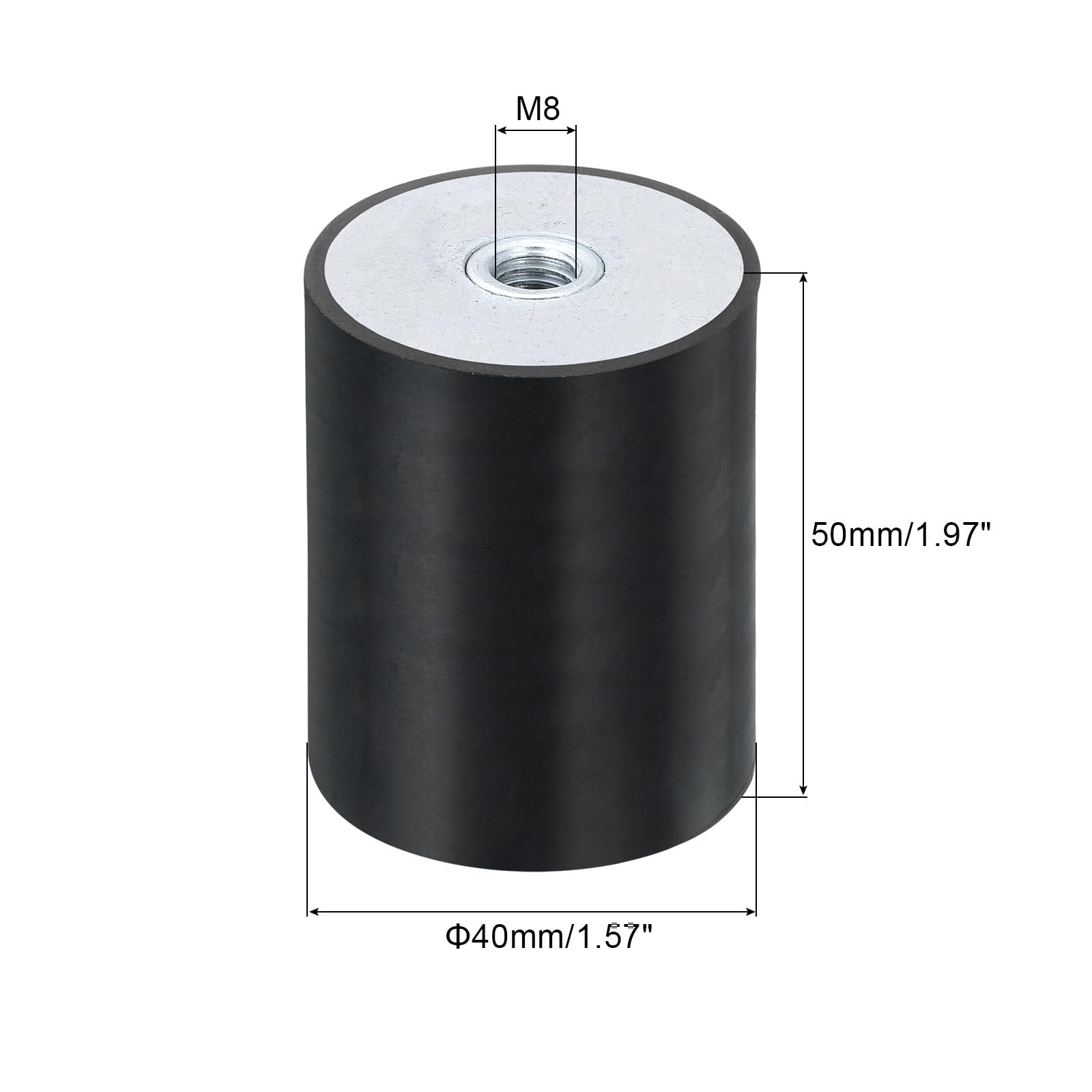 QUARKZMAN 4 Stück 40 x 50mm M8 Gewindebuchsen aus Gummi, Schwingungsisolatoren, Ersetzt Antivibrationspads Flacher Silentblock Basisblock
