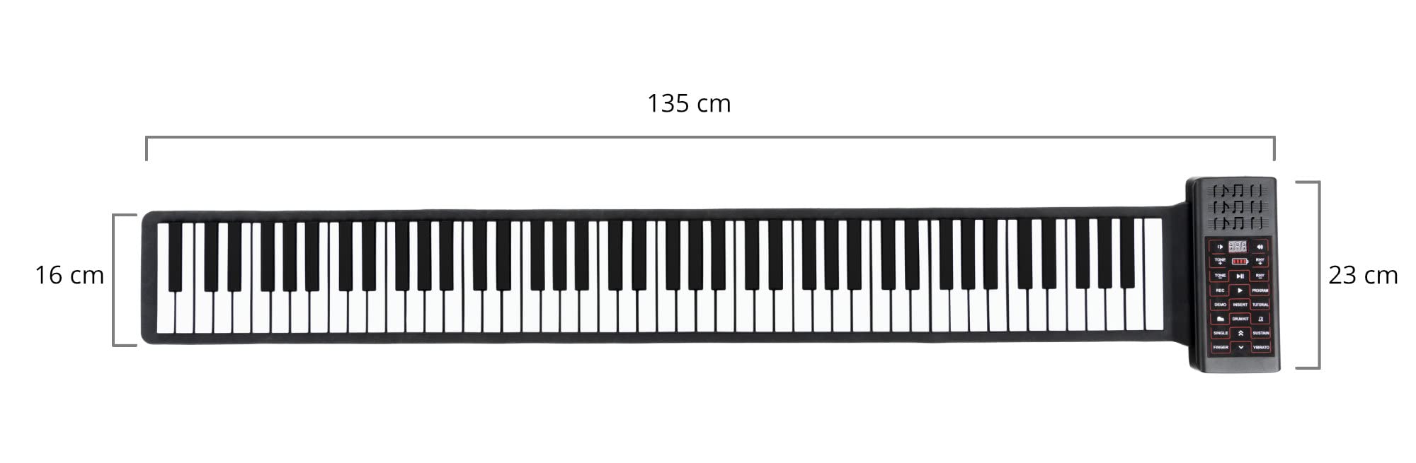 McGrey RA-88 Rollpiano - Faltbares Klavier zusammenrollbar für Transport - Li-Ionen Akku - Praktisch & leicht - Super für unterwegs - Für Kinder & Erwachsene geeignet - Inkl. Ladekabel und Pedal
