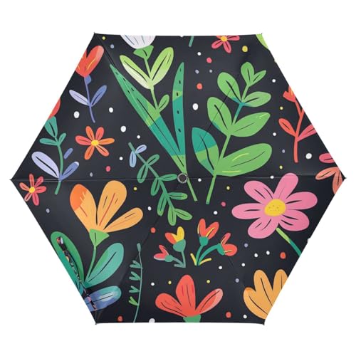 EtherSpher Colorful Flowers Black large umbrella 39 Inch Uv Defence auto open close Umbrella For Golf for in the beach Outdoor Defence Accessories sombrillas para