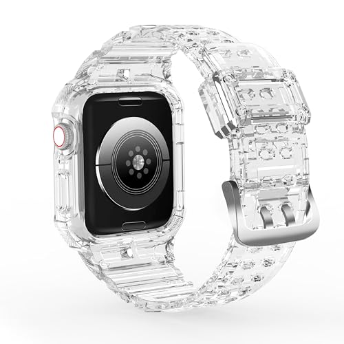CRIS-BAND Bumper Bands Compatible with Apple Watch Band 45mm 44mm 42mm 41mm 40mm 38mm for Women Men, Water Shock-Proof Strap for iWatch Apple Watch Band with Case for Series 9 8 7 6 SE 5 4 3 2 1