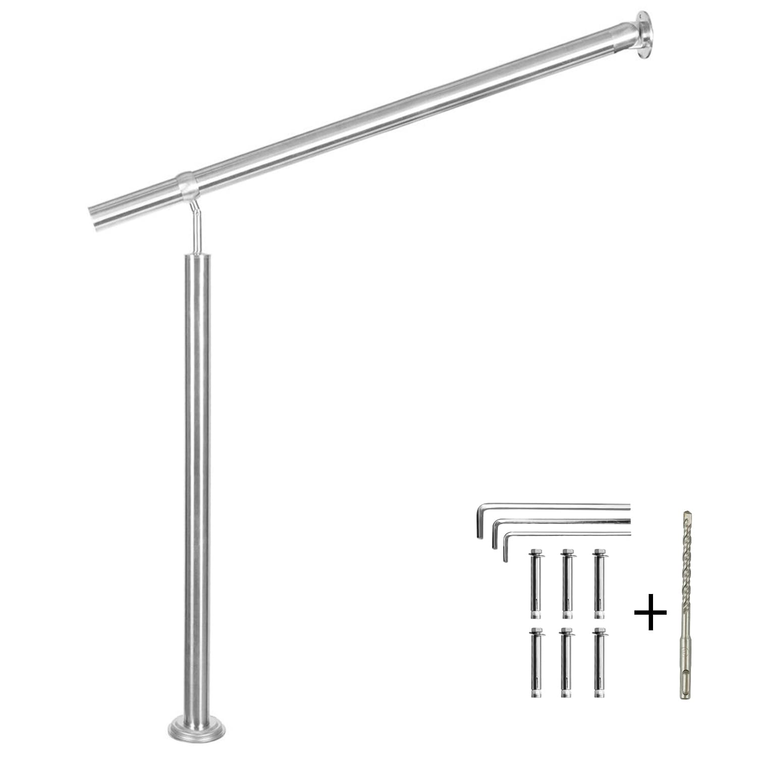 V2A Edelstahl Eingangsgeländer für Treppen Brüstung - Innen und Außen Handlauf Geländer Treppengeländer Edelstahl Wandhandlauf (100cm)