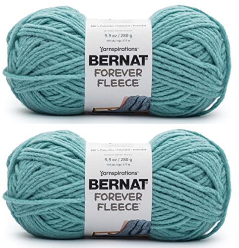 Image of Bernat Forever Fleece Blue Teal Yarn - 2 Pack of 280g /9.9oz - Polyester - 6 Super Bulky - 194 Yards - Knitting /Crochet