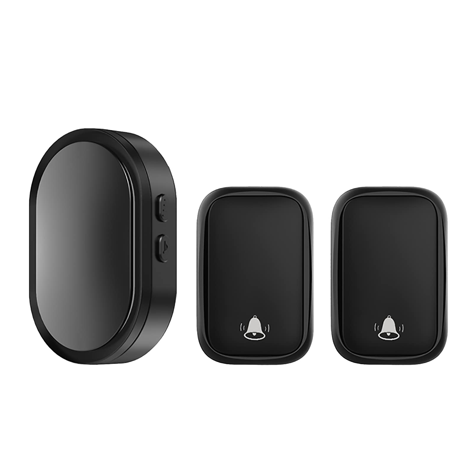 Campanello Wireless a Lungo Raggio, Campanello di Ingresso Senza Fili con Spina a 490 Piedi di Portata, Kit Campanello con 2 Pulsanti, 1 Ricevitore, 36 Melodie, 4 volumi, Argento, Nero