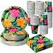 Jingmore 200 Pcs Tropical Nights Hawaiian Aloha Party Supplies Serve 50 Guests Luau Paper Plates Cups Napkins for Summer Beach Tableware Pool Party