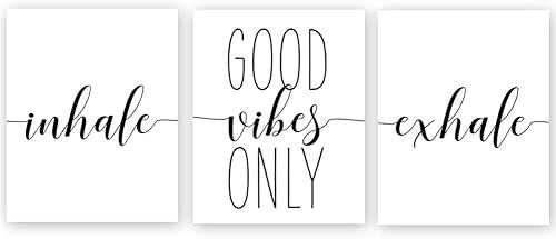 Unframed Good Vibes Only Inhale Exhale con cita y texto en inglés Good Vibes Only Inhale Exhale Motivation impresión artística minimalista