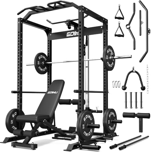 Goimu Full Cage Power Rack with Leg Hold-Down