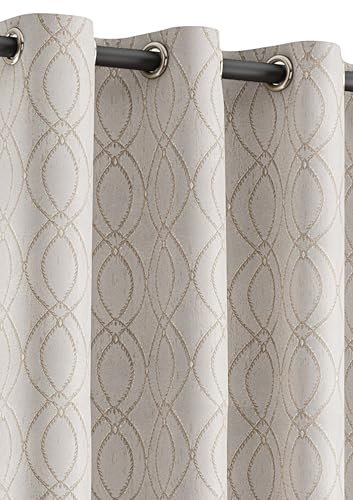 Image of Yellow Weaves 1 Pc Jacquard Oval Eyelet Long Door Curtain - Perfect for Home, Office, Bedroom, Living Room & Balcony - 7 Feet (Beige)