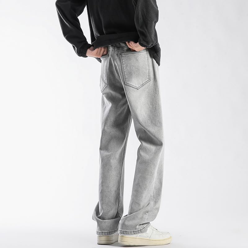 Men's Jeans Spring Gray Stretch Denim Americana Straight Pants4