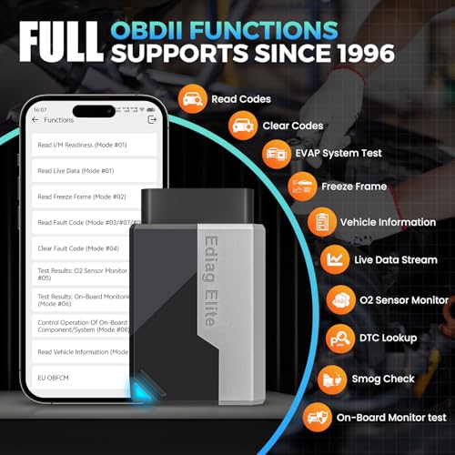 KINGBOLEN Ediag Elite OBD2 Scanner Bluetooth, Bi-Directional Control Scanner All System Diagnostic Tool for iOS & Android, 15+ Hot Reset, CANFD Protocol, FCA AutoAuth, No Subscriptions Lifetime Update