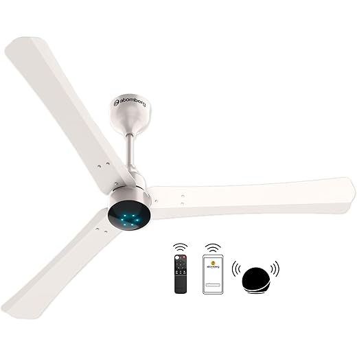 atomberg Renesa Smart+1200mm BLDC Ceiling Fan with IoT & Remote | Energy Efficient Ceiling Fan | Ceiling fan for Living Room | High Air Delivery with LED Indicators(Pearl White)