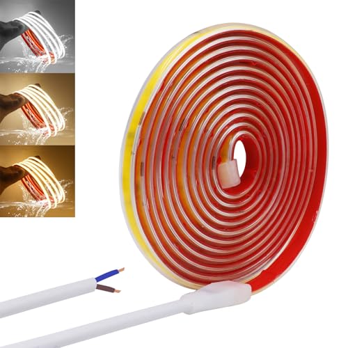 Wisada Tira LED COB 220V [1M, Blanco Natural 4000 4500K],IP65 impermeable flexible,240 LEDs/m Tira LED FCOB CRI85+,cortable cada 10cm,Decoración para el hogar   Sin fuente de alimentación