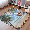 Ttgoth Alfombra de juego para bebé de playa tropical, alfombra de juego para bebé, 127 x 127 cm, suave, plegable, impermeable, antideslizante, alfombra de juego para bebés, niños pequeños #5