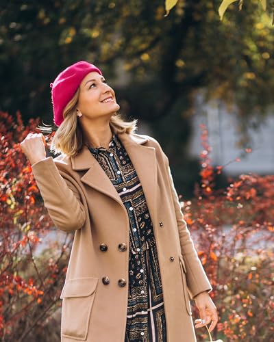 Image of Parquet Solid Color French Beret Hat. Classic French, Casual and Chic Lightweight Cap for Women