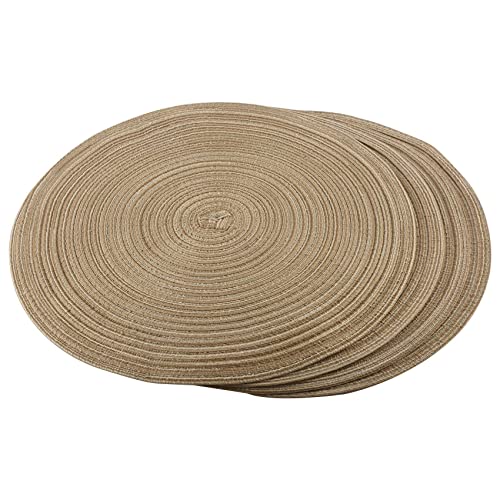 Pqahffowr Manteles Individuales Trenzados Redondos Manteles de Mesa de Cocina Lavables para el Banquete de Boda en Casa 36 Cm (Color Café, 4 Piezas)